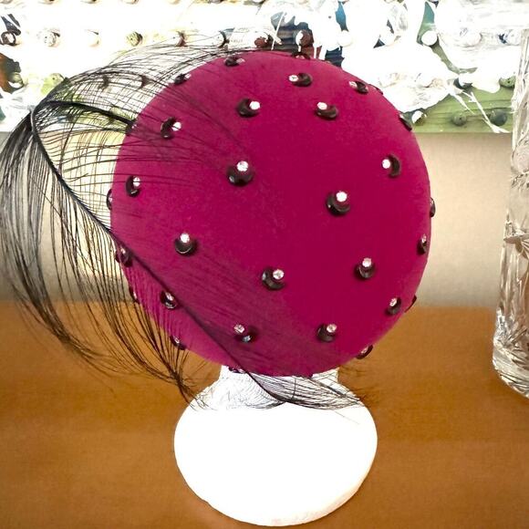 Mr. John Classic Hat, New York, Paris, Fuscia and Rhinestones, Feather main image 6